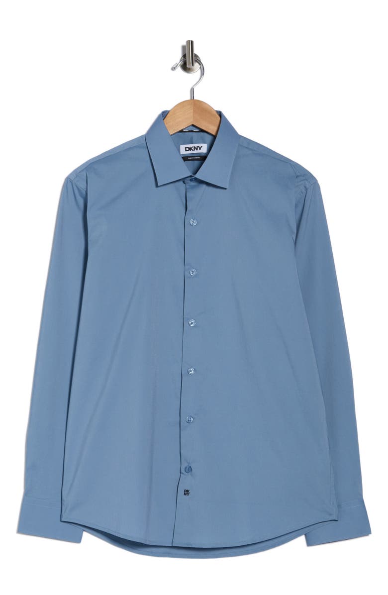 DKNY Steel Solid Stretch Dress Shirt, Alternate, color, Steel Blue