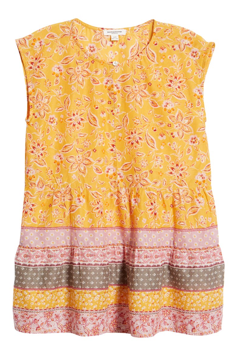 Jessa Border Print Cotton Top, Alternate, color, PAPAYA LILIES