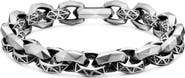 David Yurman Torqued Faceted Link Bracelet in Sterling Silver with Pavé Black Diamonds