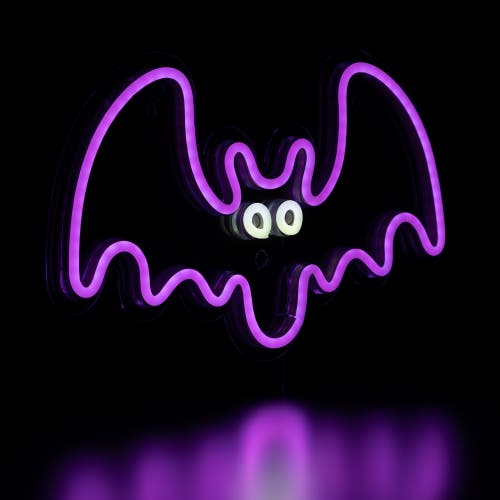 Northlight 15in Led Lighted Neon Style Bat Halloween Window Silhouette In Purple