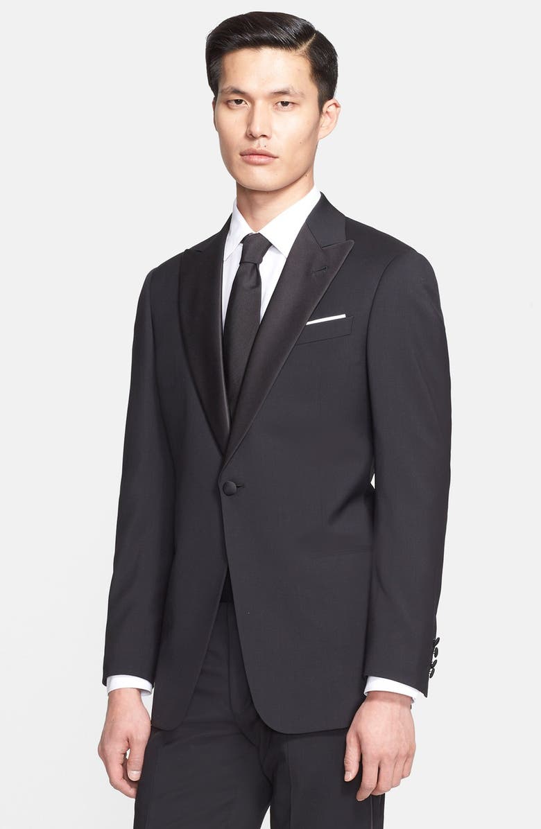 Emporio Armani Armani Collezioni 'Giorgio' Trim Fit Peak Lapel Wool Tuxedo, Alternate, color,
