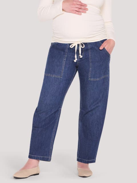 Pull-On Drawstring Barrel Jean