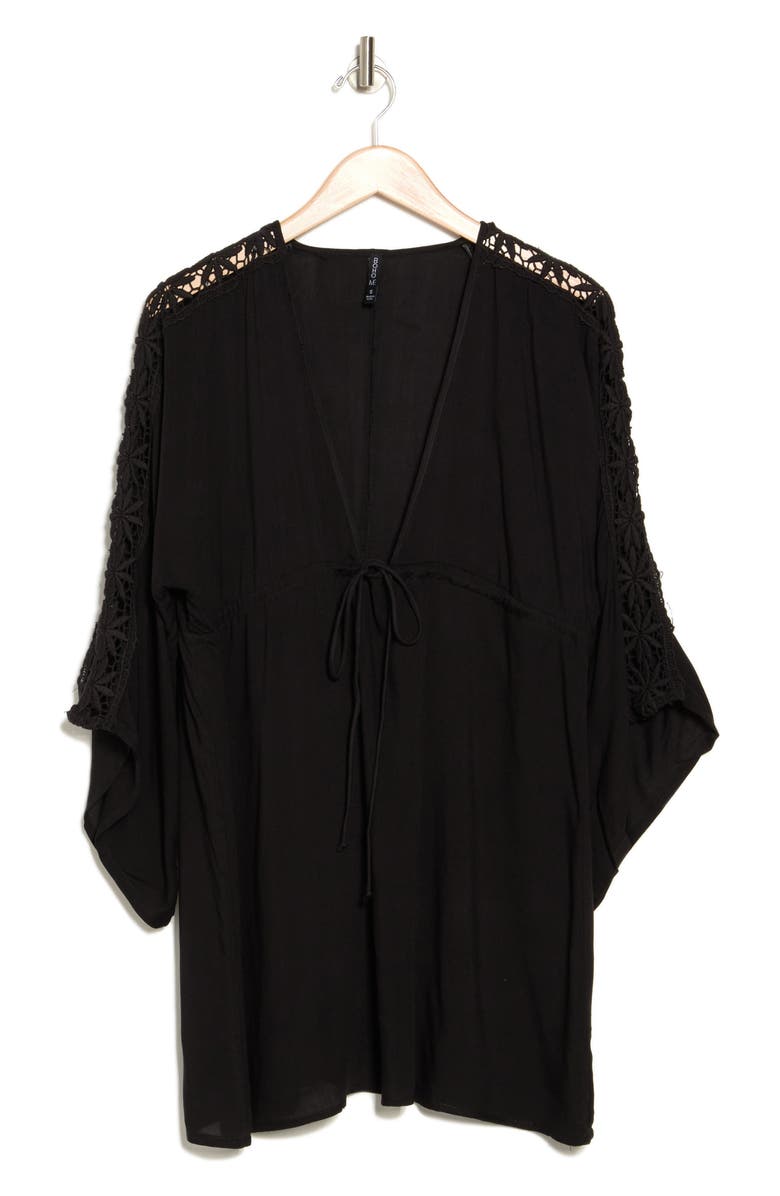 BOHO ME Lace Trim Cover-Up Tunic Top, Alternate, color,