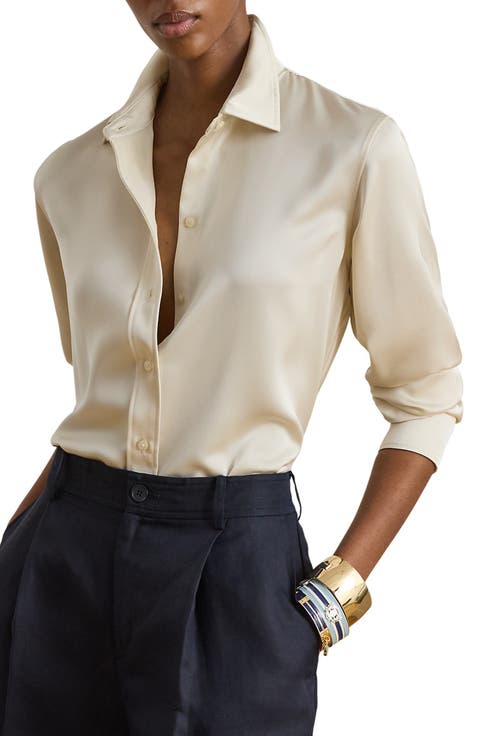 Drapey Georgette Button-Up Shirt