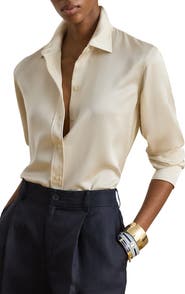 Lauren Ralph Lauren Drapey Georgette Button-Up Shirt