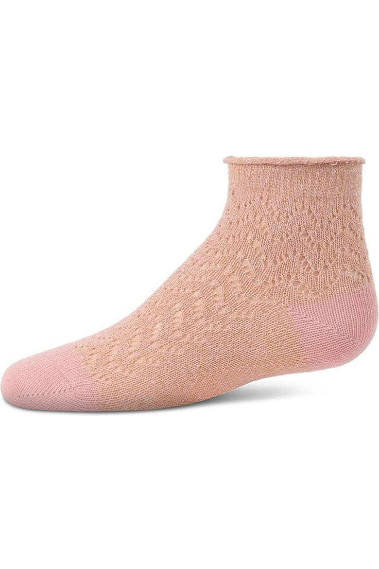Fuzzy Shimmer Anklet Socks, Main, color, Blush Pink