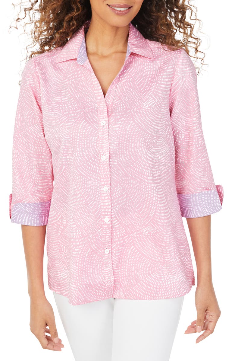Foxcroft Mary Dot Mosaic Cotton Blouse, Main, color, 