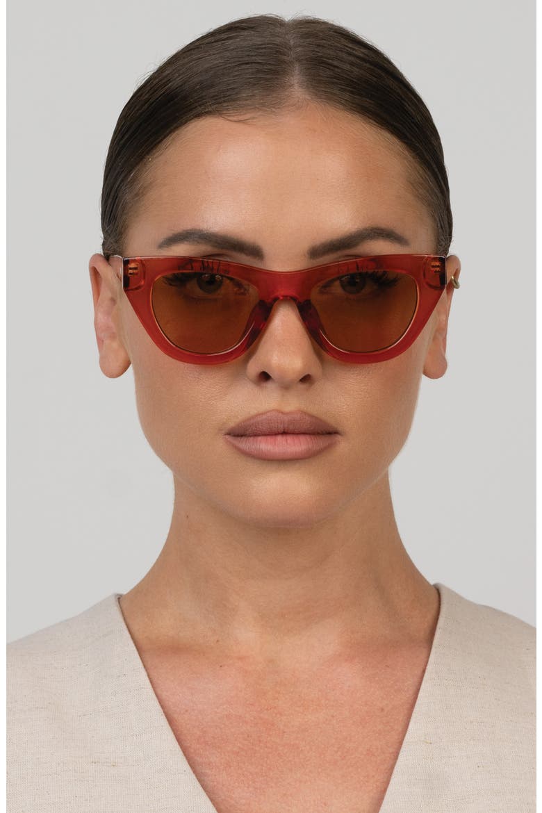 Kinni Cat Eye Sunglasses, Alternate, color, TRANS SALMON/ BROWN