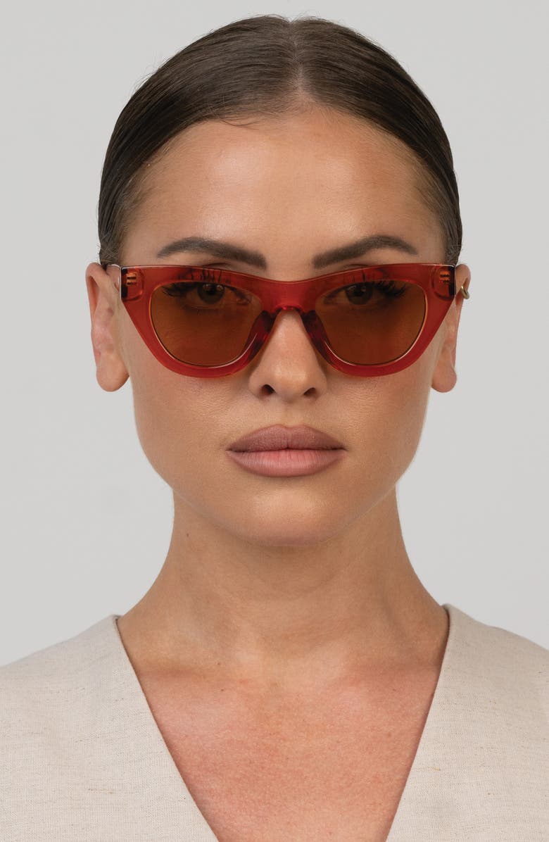 OTRA EYEWEAR Kinni Cat Eye Sunglasses, Alternate, color, Trans Salmon/ Brown