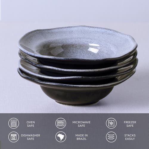 Porto Brasil Dessert/deep Rim Plate Set Of 4 In Brown