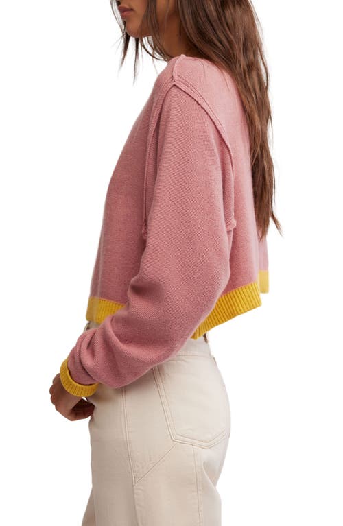 Shop Free People Into The Blue Stripe Crop Sweater In Rose Blush Combo