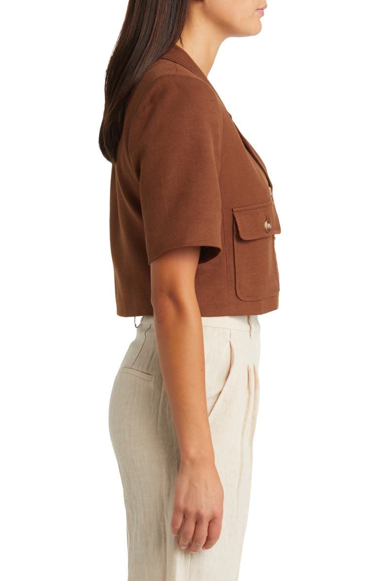 Sophie Rue Pauline Crop Linen Blend Suit Jacket, Alternate, color, 