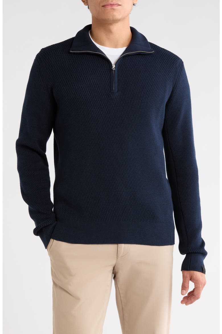 Danton Quarter Zip Cotton Sweater, Main, color, NAVY