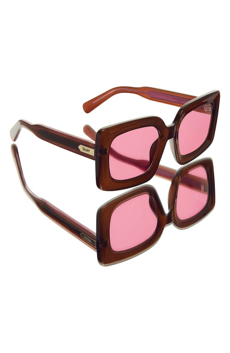 QUAY Talk Show 53mm Square Sunglasses, Alternate, color, Dark Brown/ Magenta