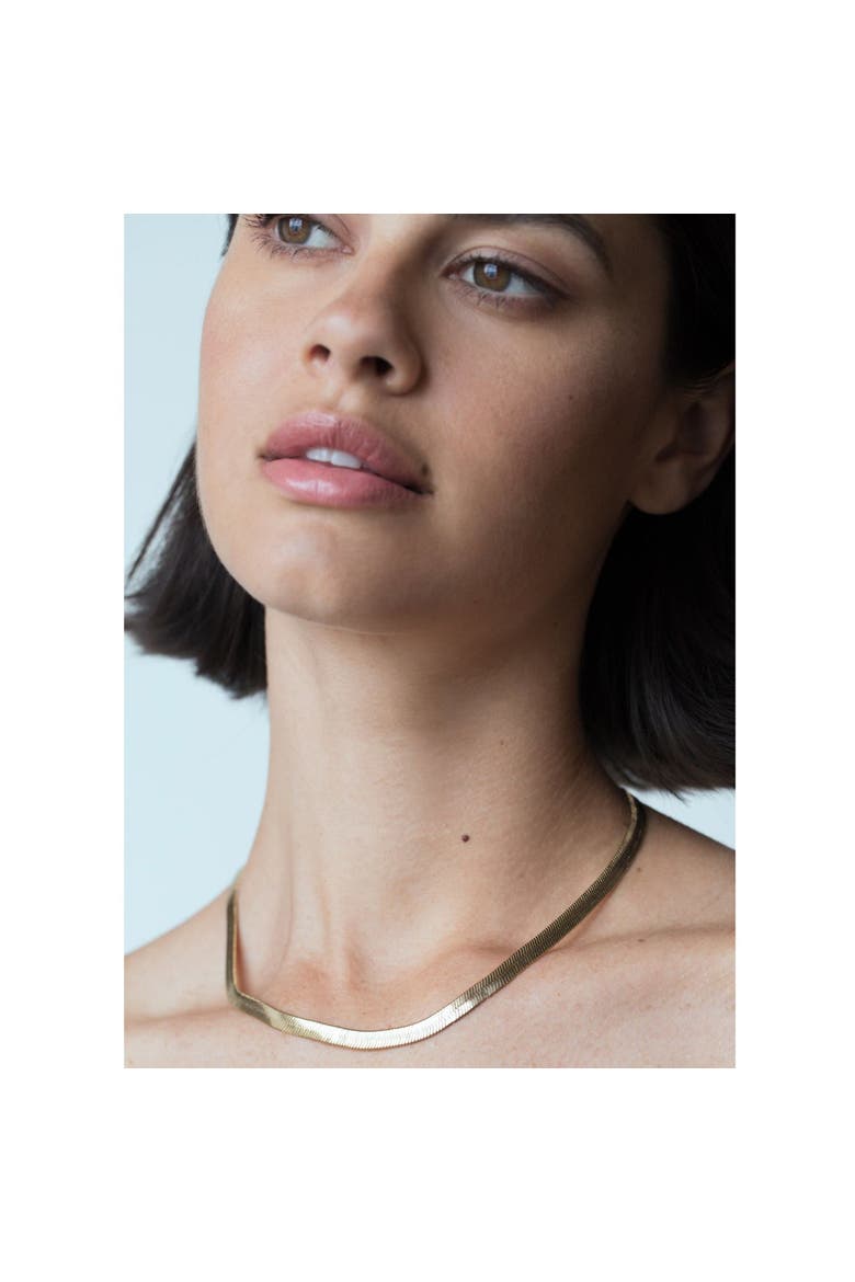 Gold Herringbone Chain Necklace, Alternate, color, Gold