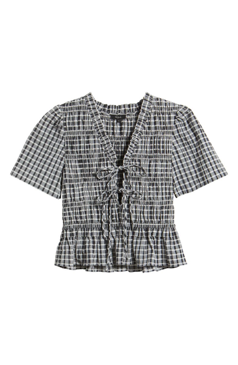 Rails Portia Stripe Smocked Ruffle Seersucker Crop Top, Alternate, color, Ash Seersucker