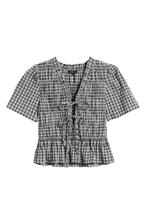 Rails Portia Stripe Smocked Ruffle Seersucker Crop Top