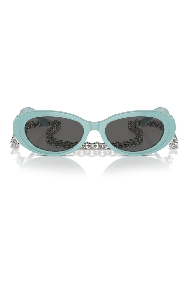 54mm Oval Sunglasses with Chain, Main, color, BLUE GREY