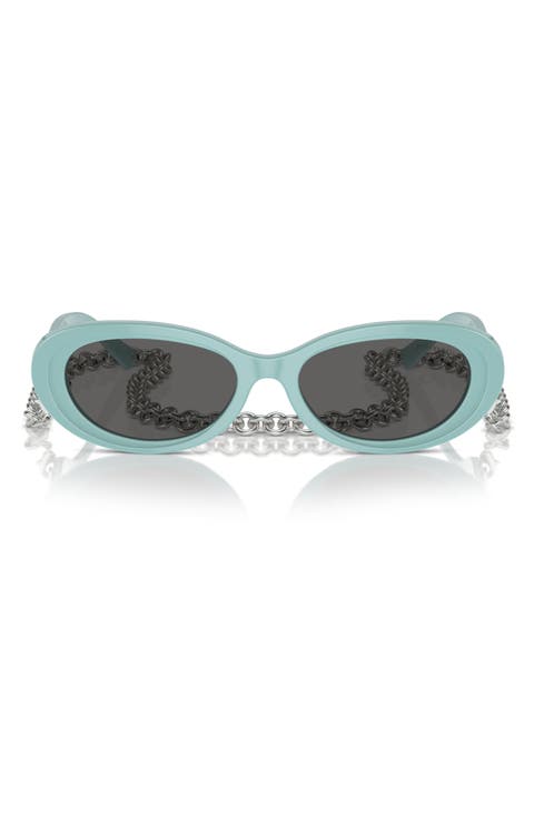 54mm Oval Sunglasses with Chain
