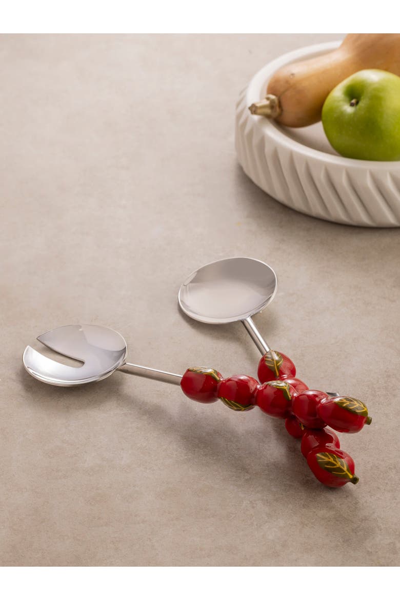 Very Berry Salad Servers, Alternate, color, Red & Silver