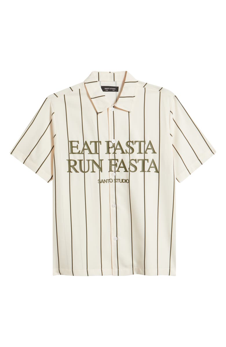 SANTO STUDIO Past Graphic Short Sleeve Button-Up Shirt, Alternate, color, Cream