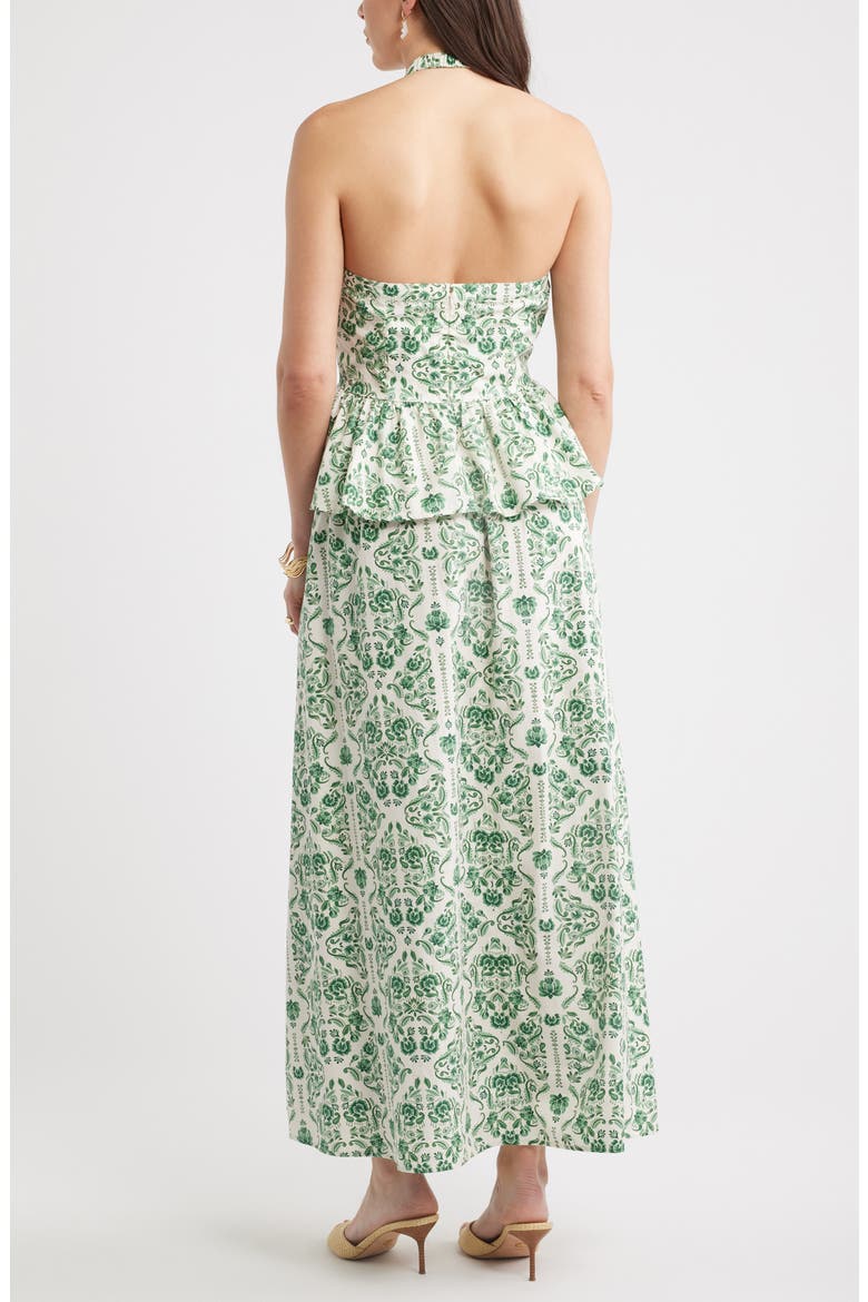 Peplum Halter Dress, Alternate, color, TEAL REESE FLORAL