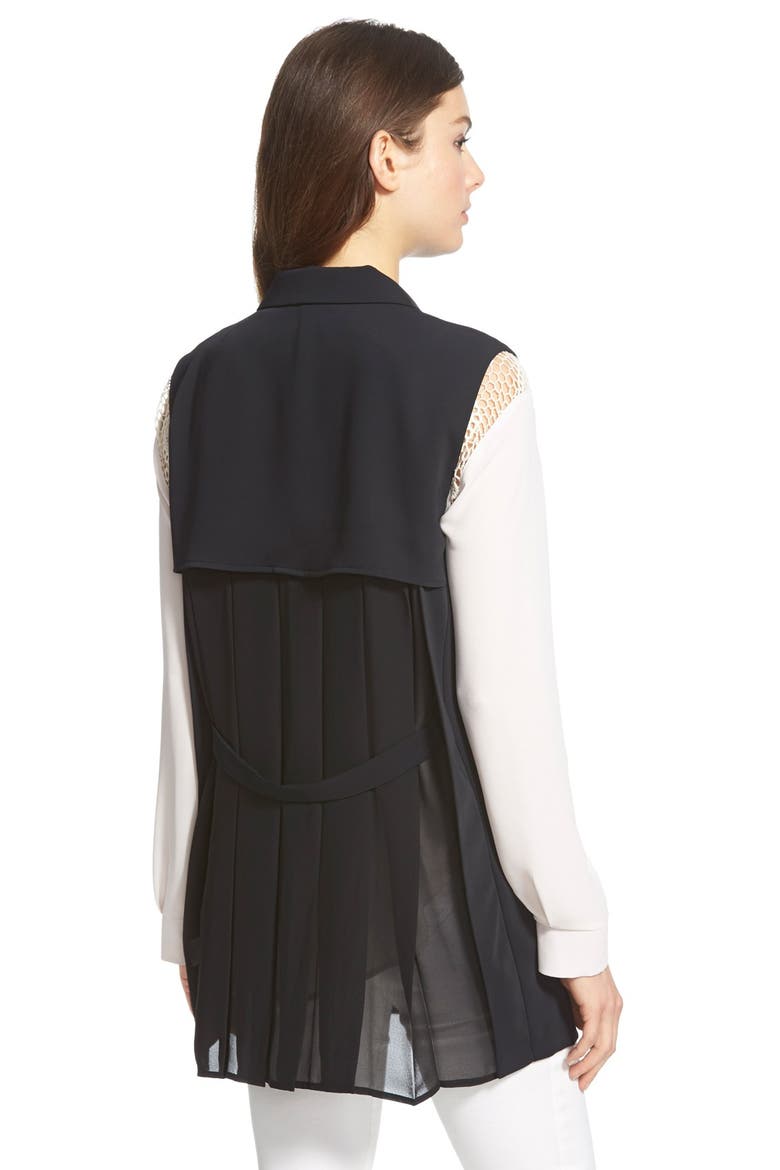 ASTR Pleat Back Longline Vest, Alternate, color, BLACK