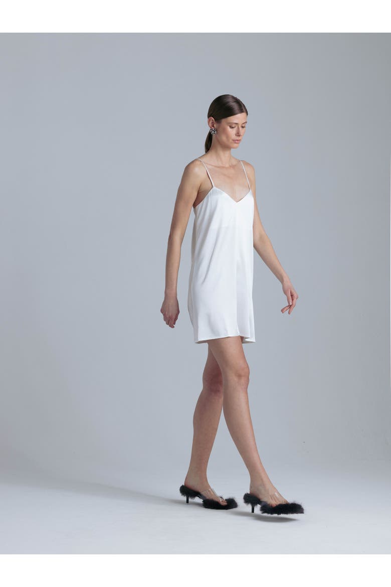 Patricia Silk Slip Mini Dress, Alternate, color, Milk White