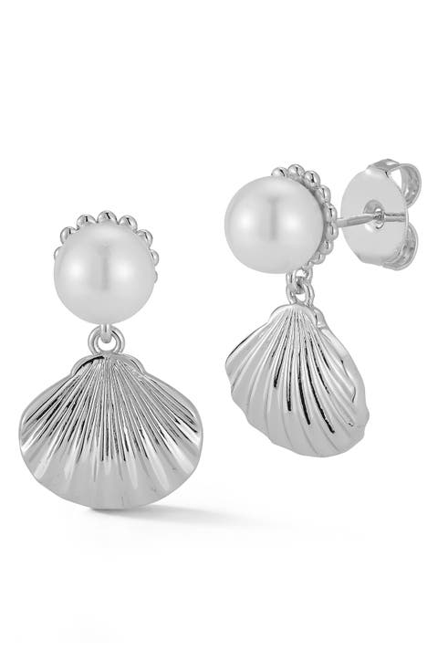 Freshwater Pearl Shell Stud Earrings