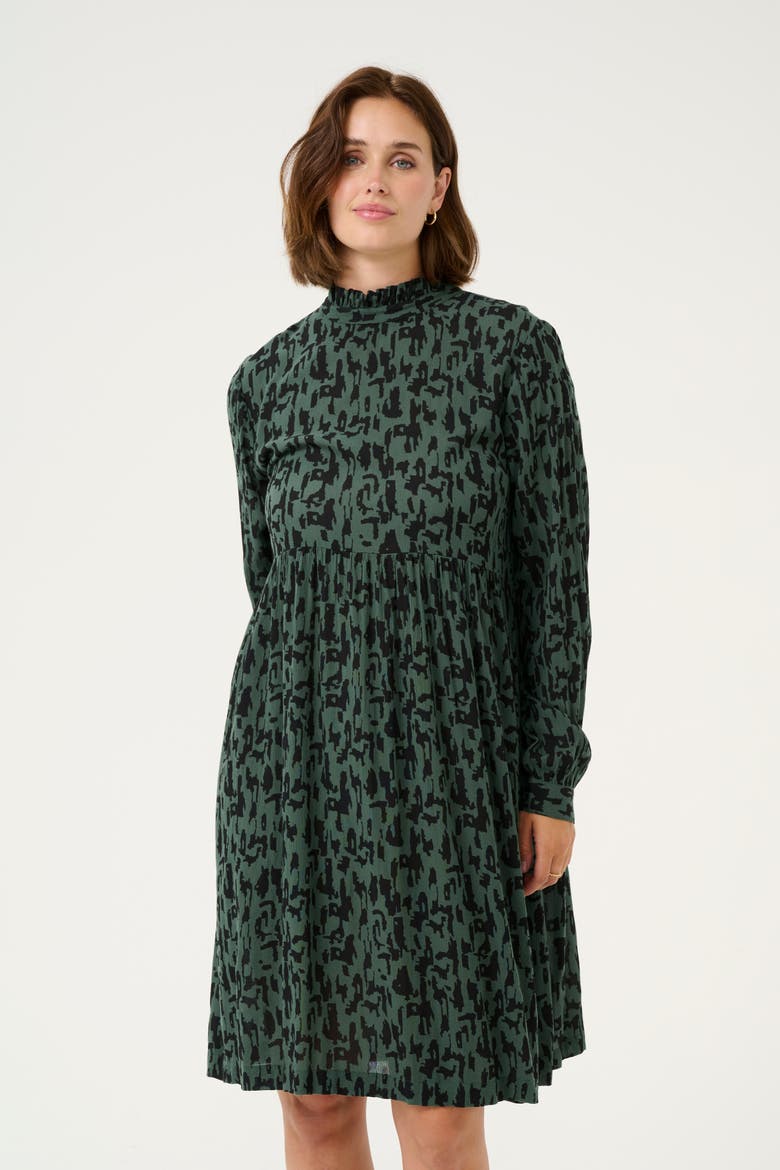 KAluna Above The Knee High Neck Dress, Alternate, color, Green/Black Graphic