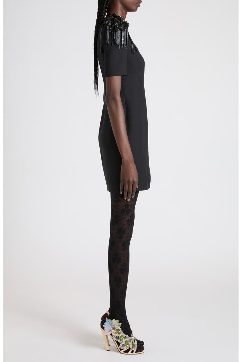 Embellished Crepe Couture Minidress, Alternate, color, BLACK