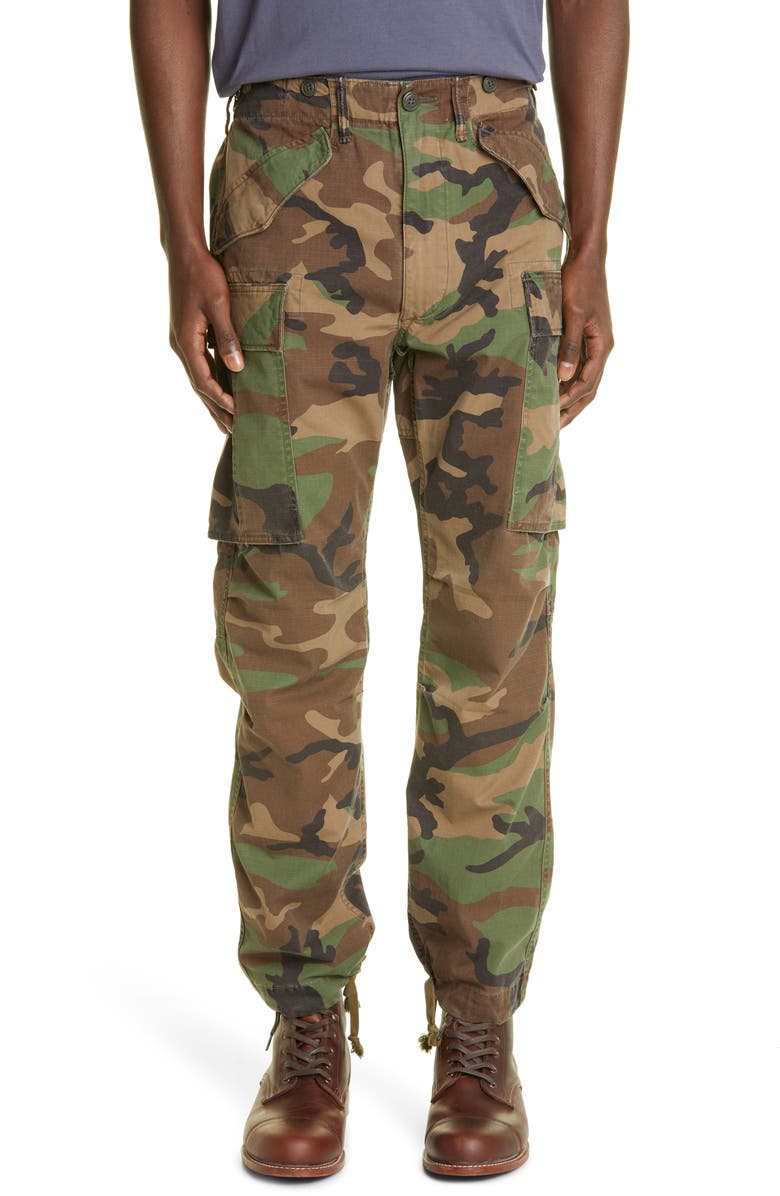 Double RL RRL Camo Cotton Ripstop Cargo Pants, Main, color, Woodland Camo