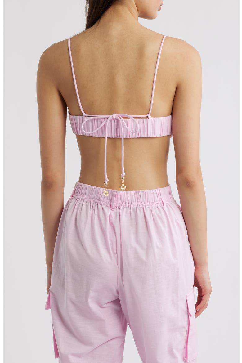 Pleated Cotton & Linen Bralette Top, Alternate, color, POCKET PINK