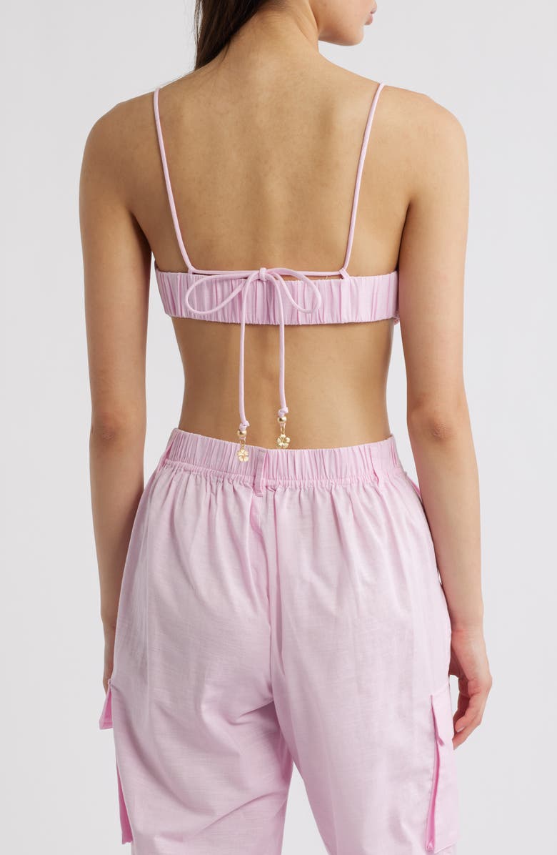 Kulani Kinis <p>Pleated Cotton & Linen Bralette Top</p>, Alternate, color, Pocket Pink