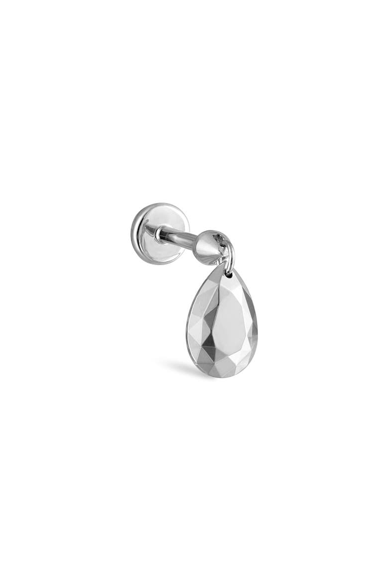 Faceted Pear Single Threaded Drop Earring, Main, color, WHITE GOLD