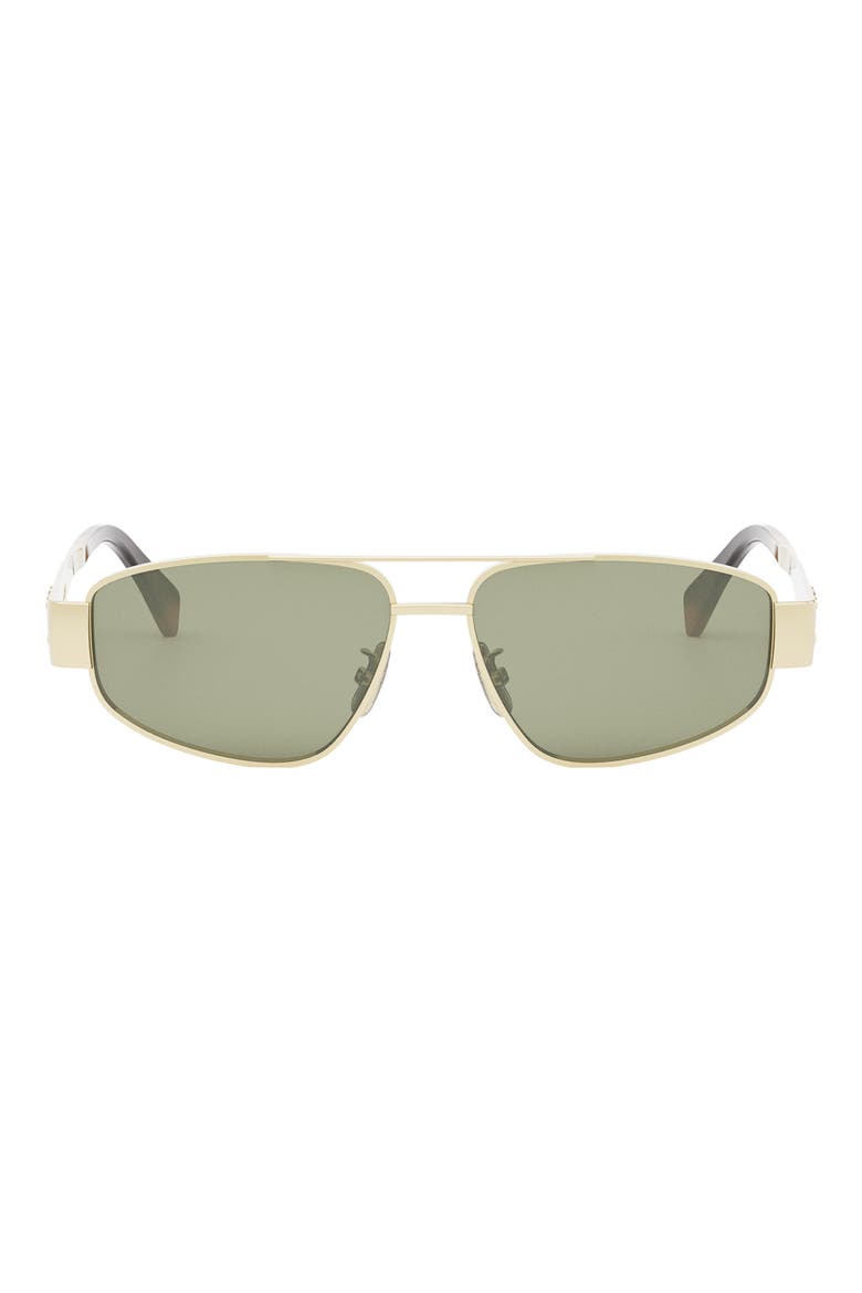 Triomphe 57mm Pilot Sunglasses, Main, color, SHINY ENDURA GOLD / GREEN