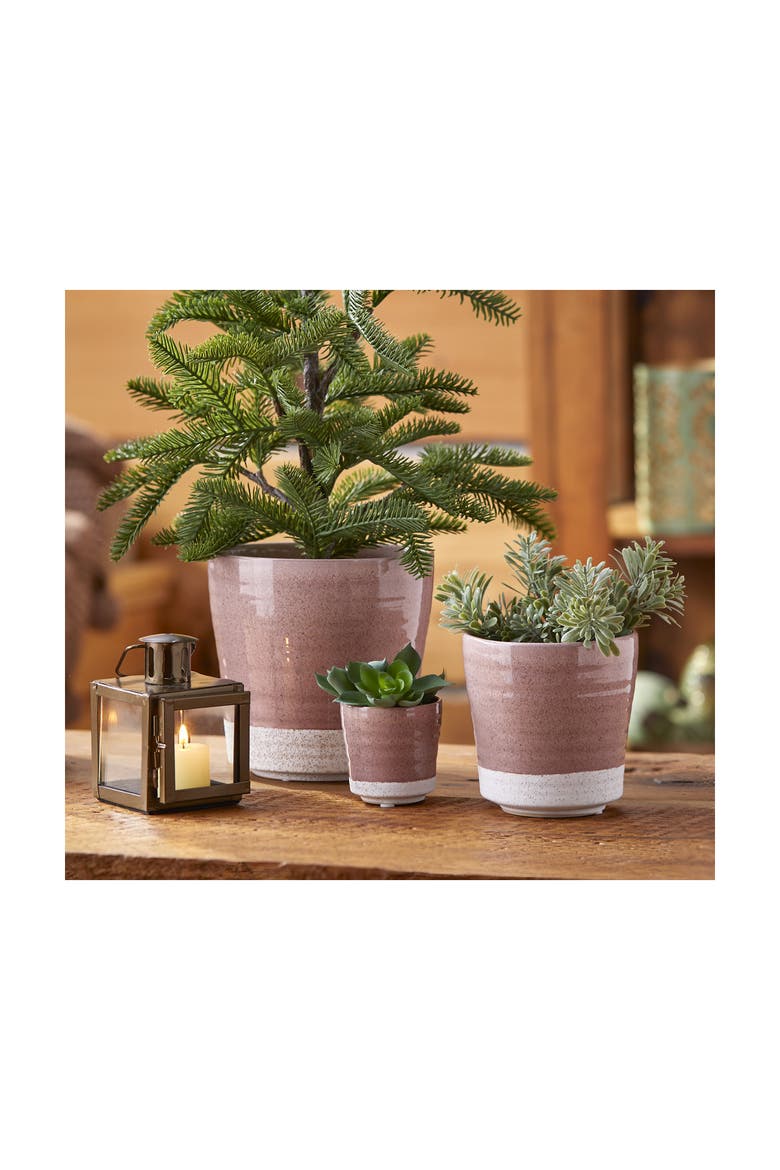 Large Two Tone BCeramic Garden Planter Easy to Clean, Alternate, color, Pink