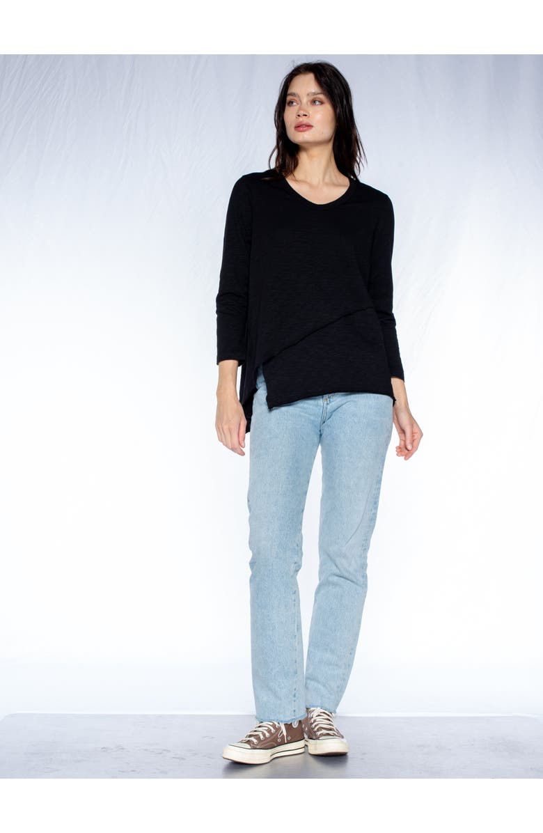 WILT Clothing Crew 3/4 Sleeve EZ Cross Over Hem Shirt, Alternate, color, Grey Heather