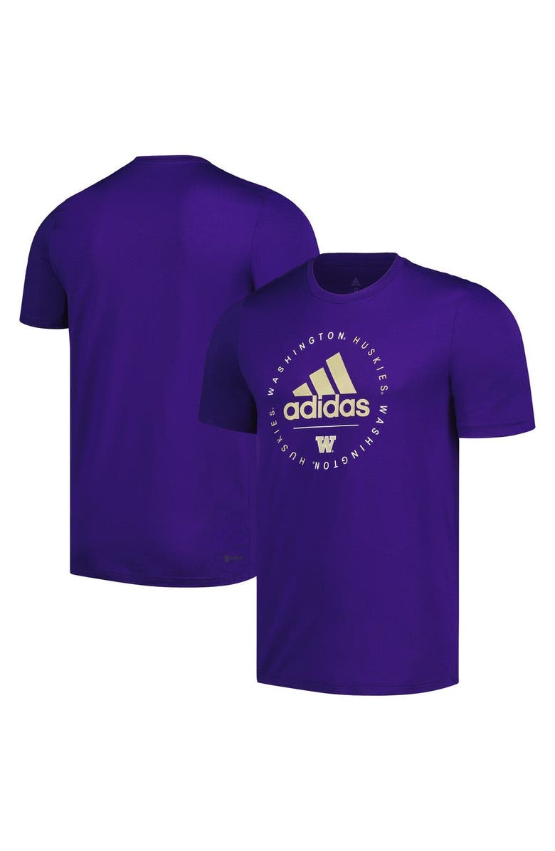 adidas Men's adidas Purple Washington Huskies Stripe Up AEROREADY Pregame T-Shirt, Main, color, Purple