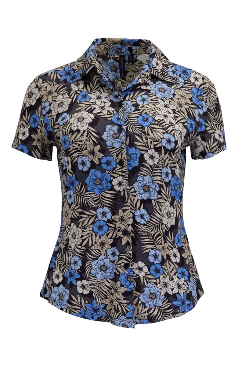 Lords of Harlech Tropical Mix Womens Printed Button-Up Shirt, Main, color, Tropical Mix Black