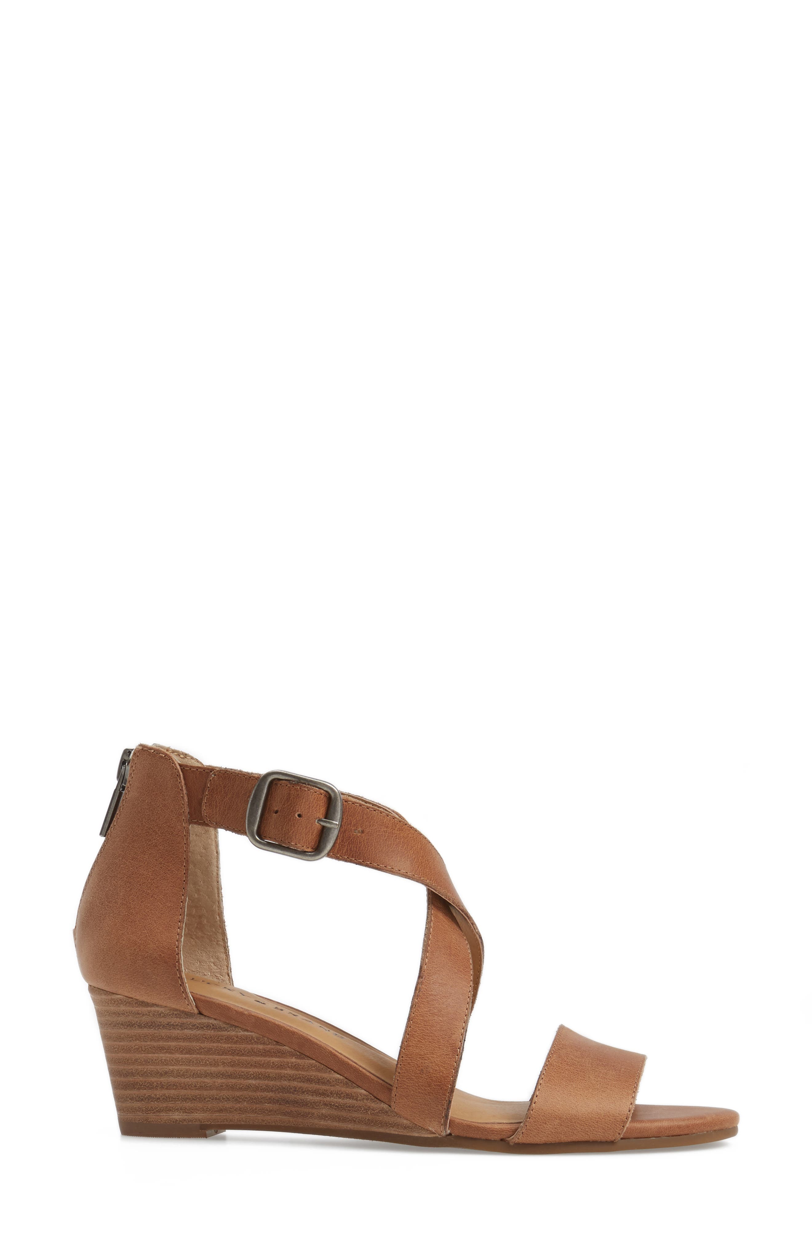 Jenley Wedge Sandal, Alternate, color, DARK CAMEL LEATHER