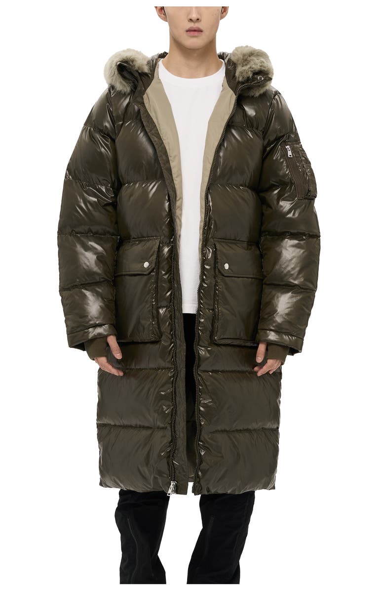 AlphaStyle Audet Mens Long Hooded Down Parka, Main, color, Green