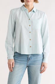 beachlunchlounge Candace Stripe Cotton Button-Up Shirt
