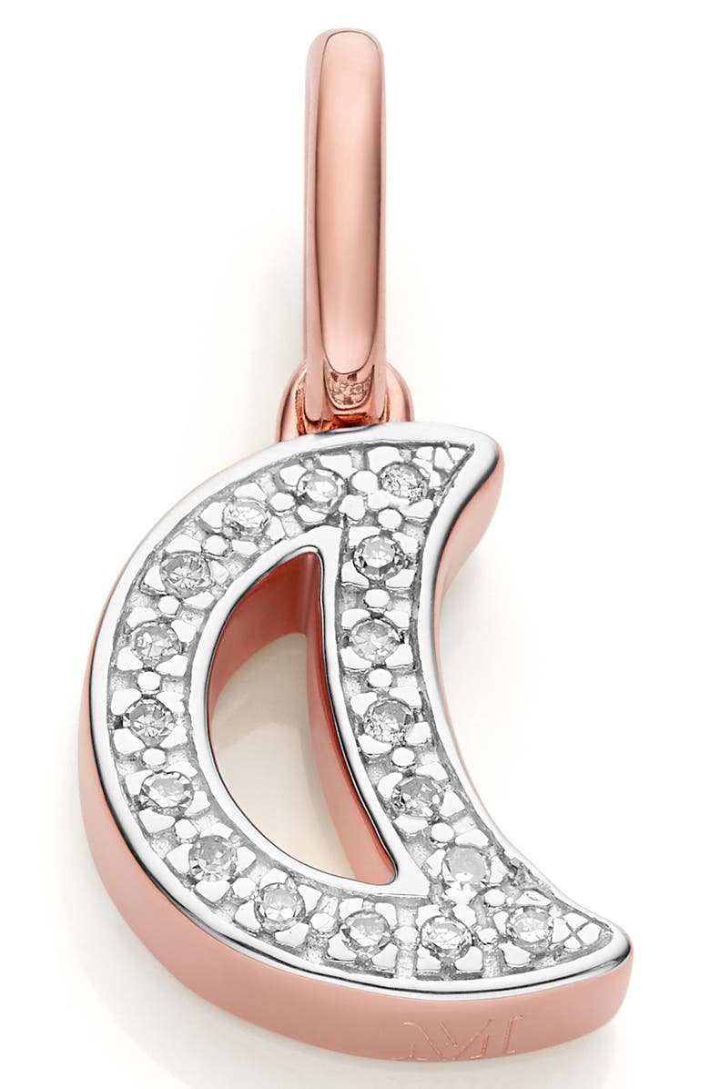 Monica Vinader Alphabet Moon Diamond Pendant Charm, Main, color,