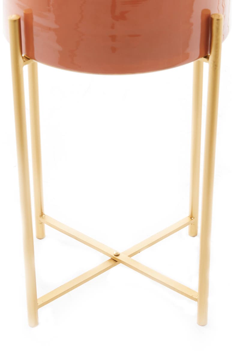 Orange Metal Contemporary Planter with Removable Stand, Alternate, color, ORANGE