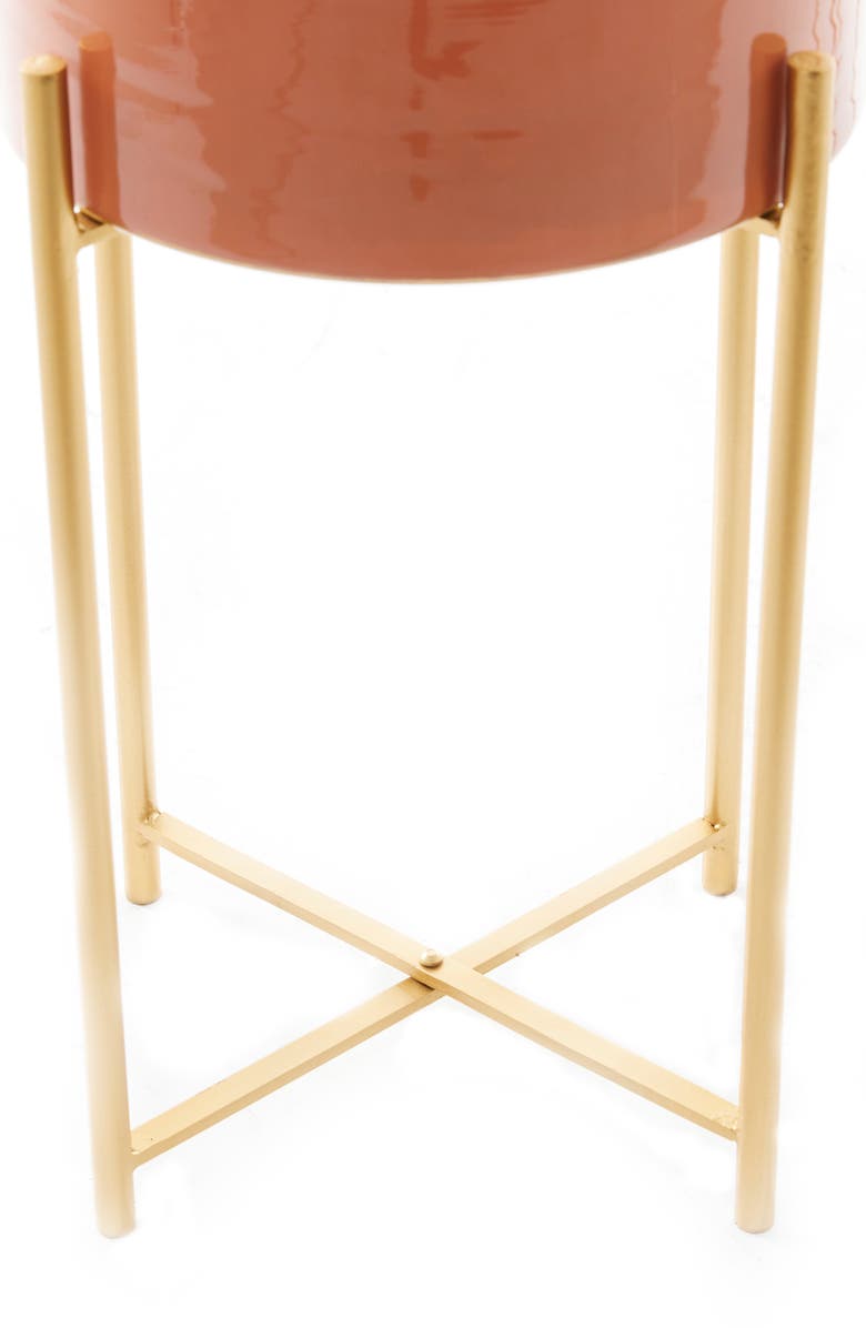 COSMO BY COSMOPOLITAN Orange Metal Contemporary Planter with Removable Stand, Alternate, color, Orange