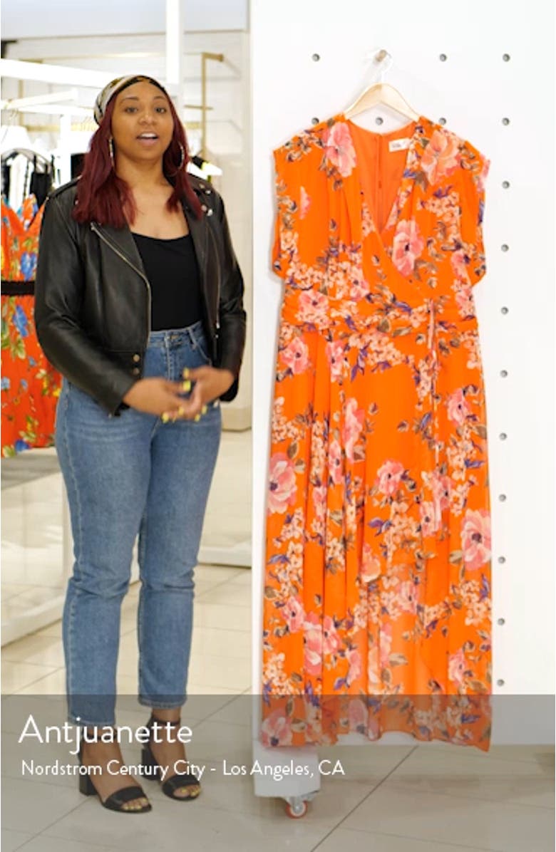 Floral Print Chiffon High/Low Maxi Dress, sales video thumbnail