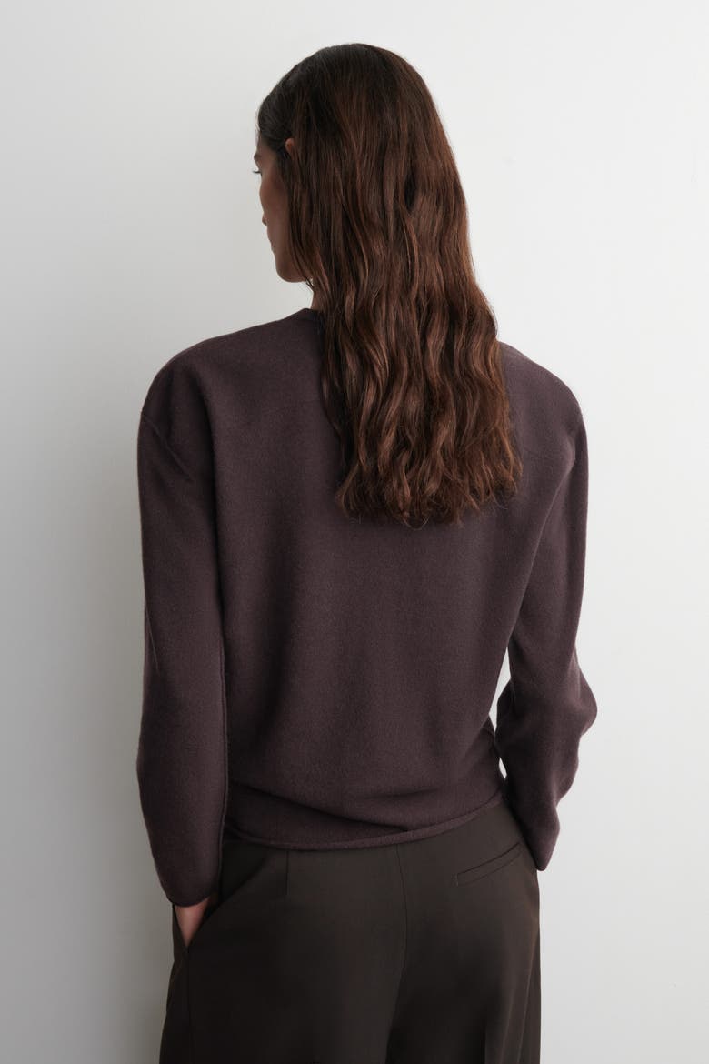 Merino Wool Crew-neck Sweater, Alternate, color, DARK BROWN