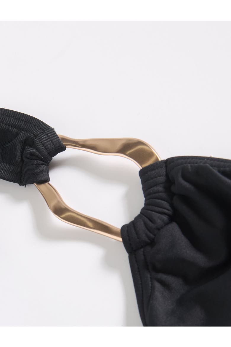Ring One Shoulder Crop Swim Top, Alternate, color, Black