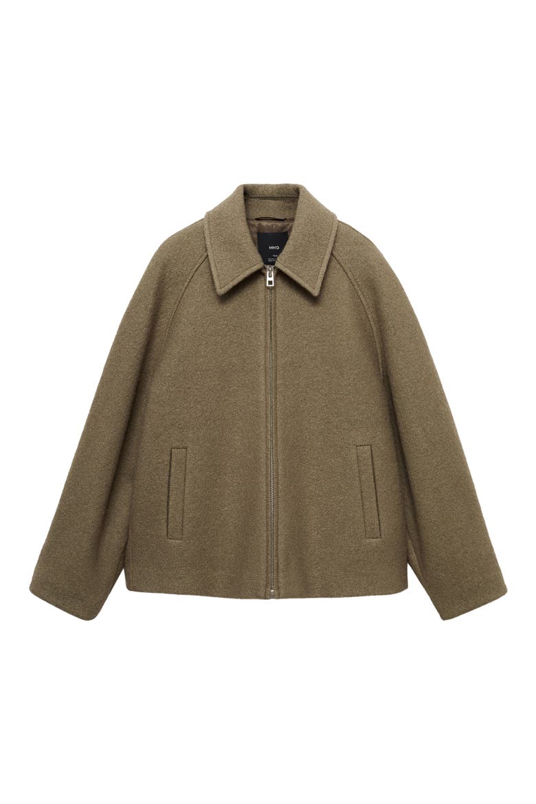Wool Blend Zip Jacket, Alternate, color, KHAKI GREEN
